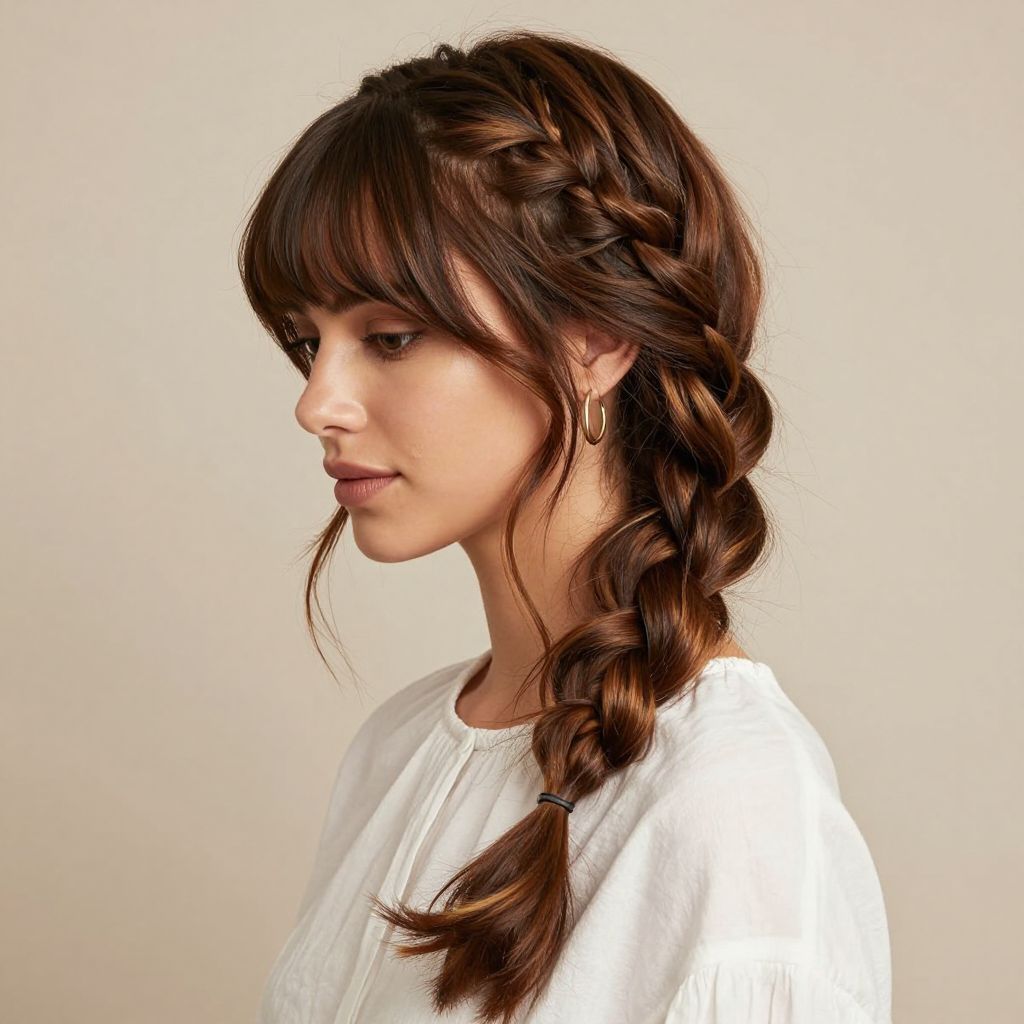 Side Braid with Braided Bangs