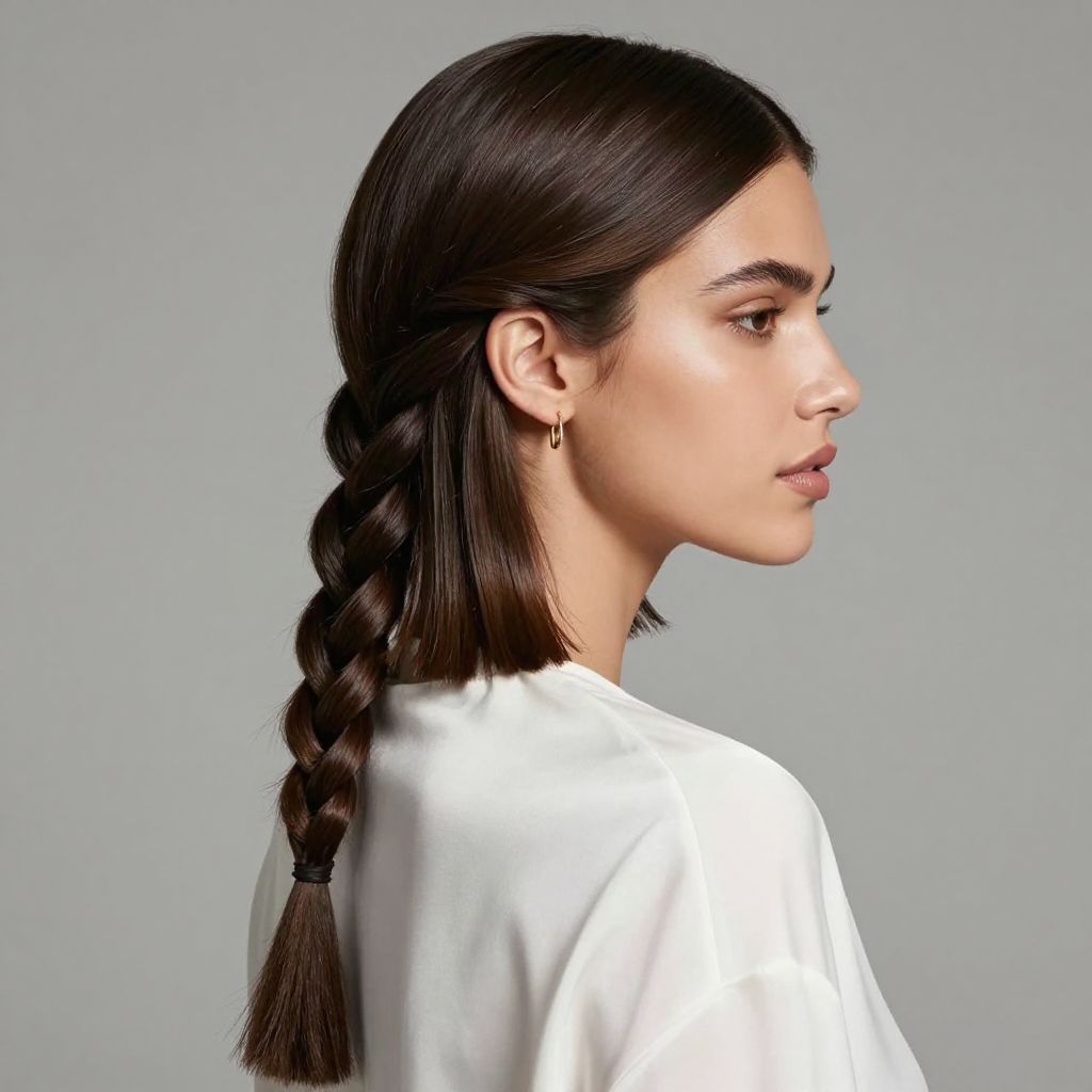 Sleek Side Braid with a Deep Side Part