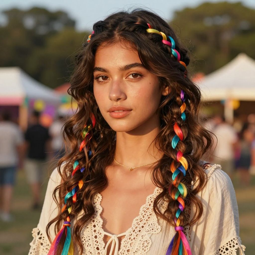 Side Braid with Ribbon Weaving