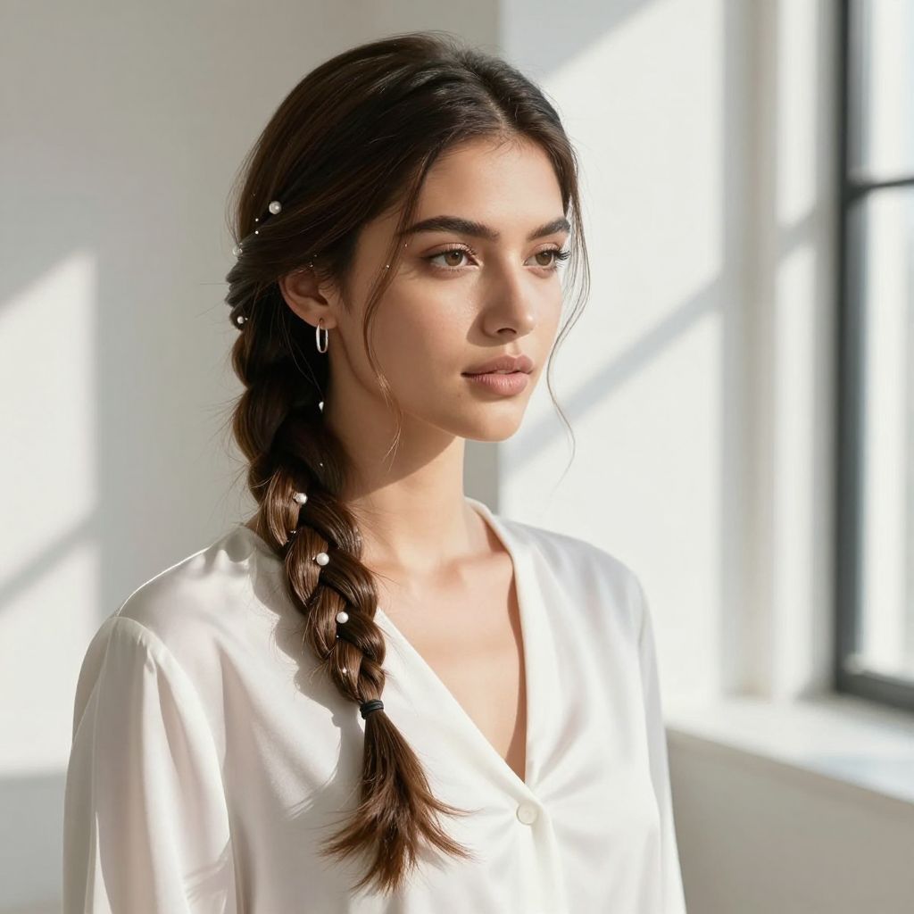 Side French Braid with Hair Accessories
