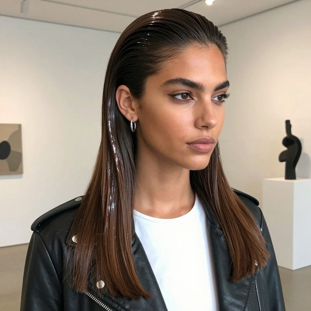 Slicked-Back Ponytail with Baby Hair Styling