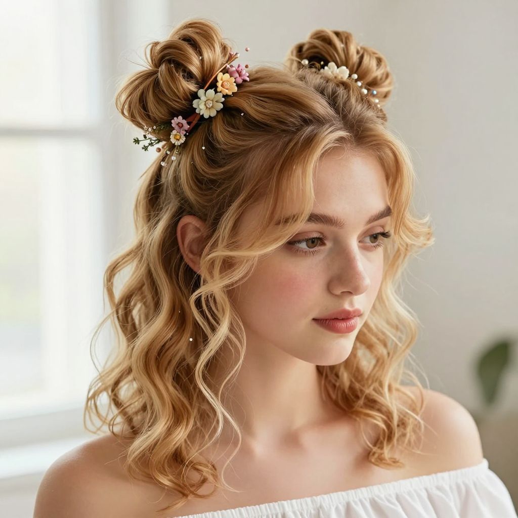 Space Buns with Accessory Embellishments
