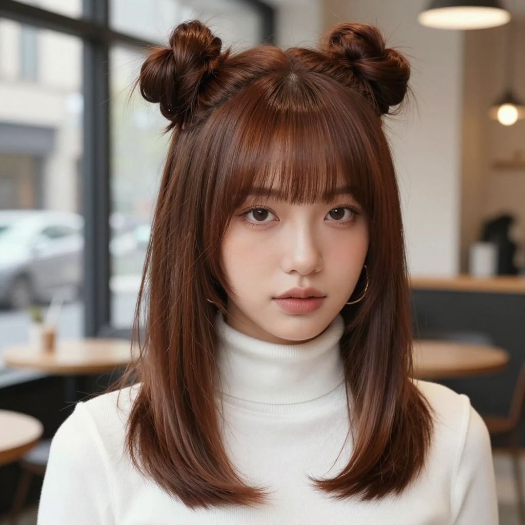 Space Buns with Bangs