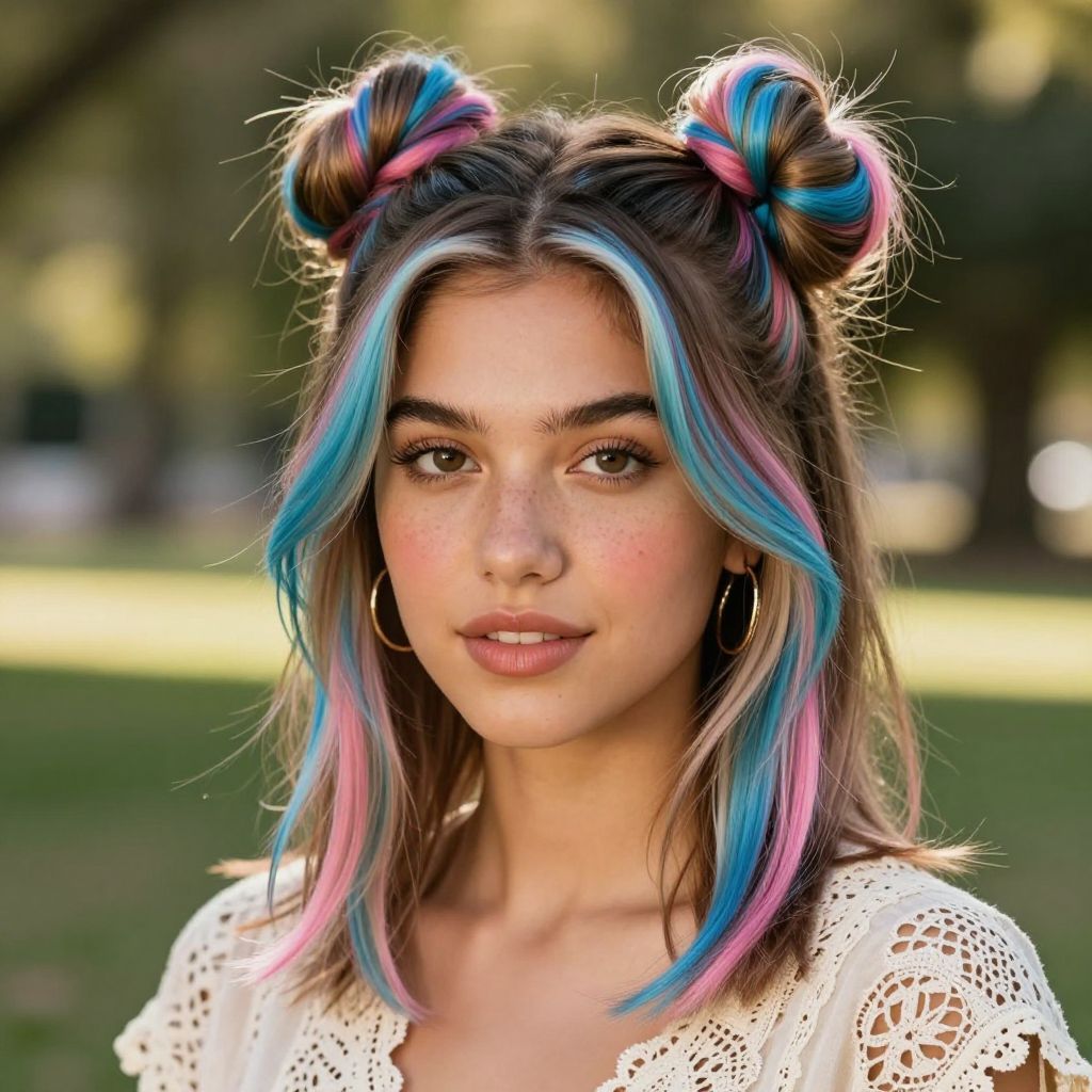 Double Space Buns with Colored Accents