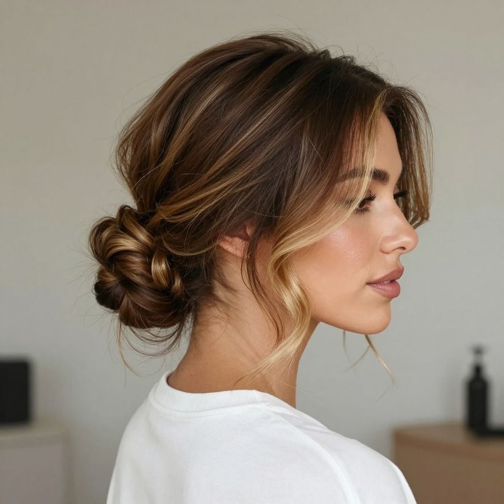 Low Bun with Face-Framing Tendrils