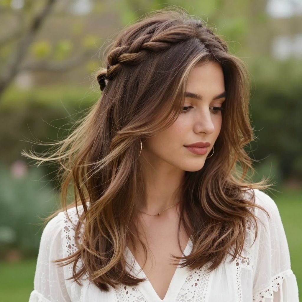 Half Up Twist Crown with Loose Ends
