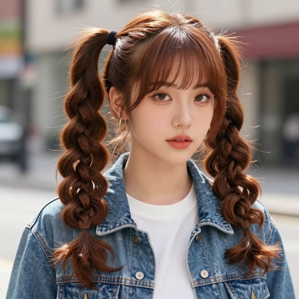 Double Twist Pigtails with Baby Hairs