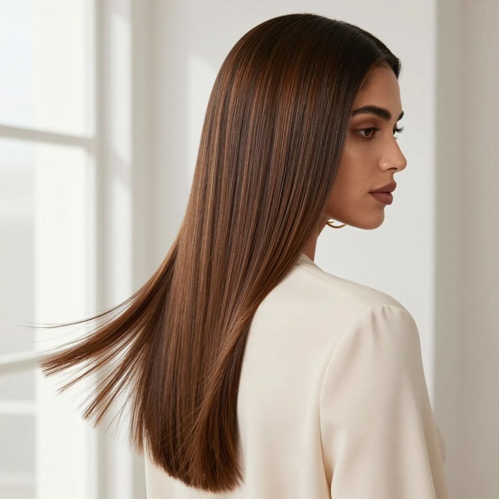 Polished Straight Hair with Side Part