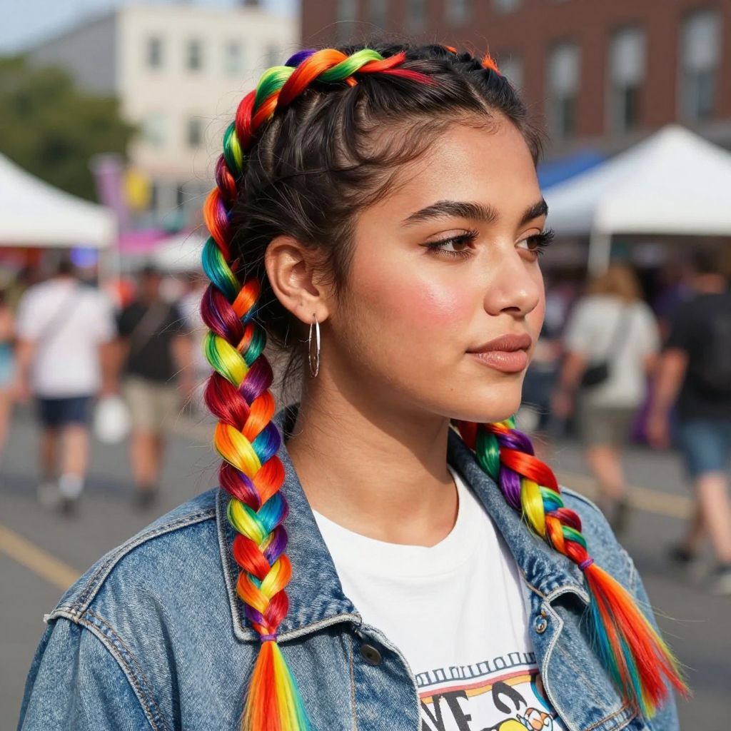 Double Braids with Temporary Hair Chalk