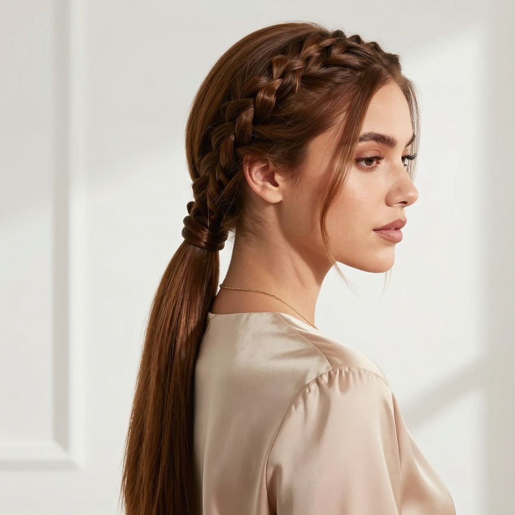Two Braids with Low Ponytail Tie