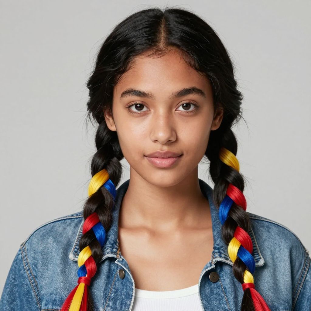French Braids with Ribbon Weaves