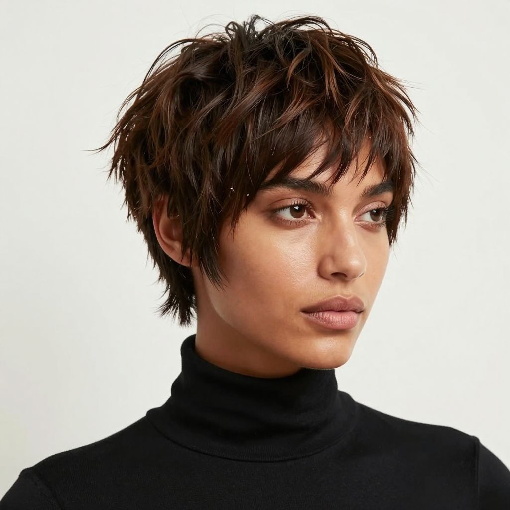 Textured Pixie with Asymmetrical Fringe