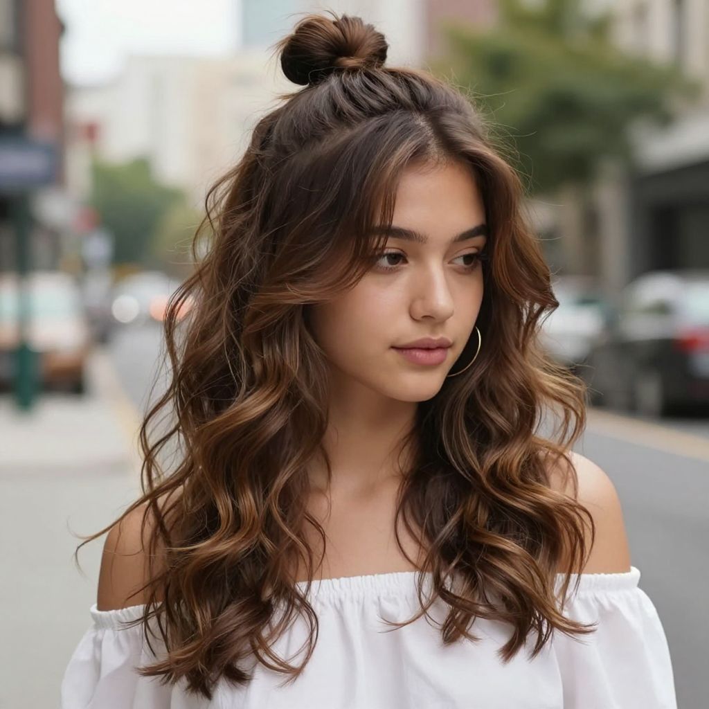 Half-Up Top Knot with Loose Waves