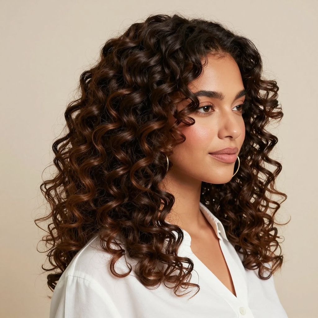 Defined Ringlets with Side Part