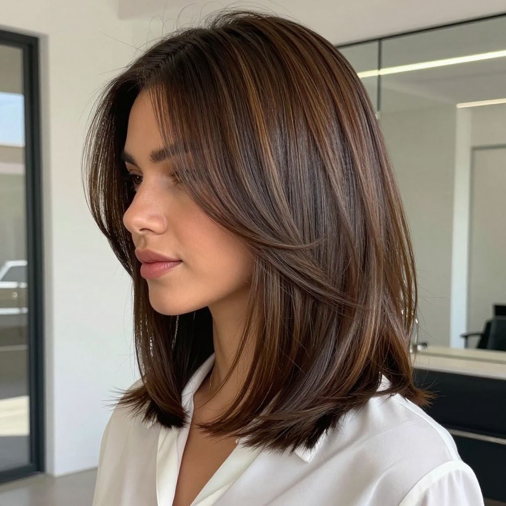 Sleek Lob with Face-Framing Layers