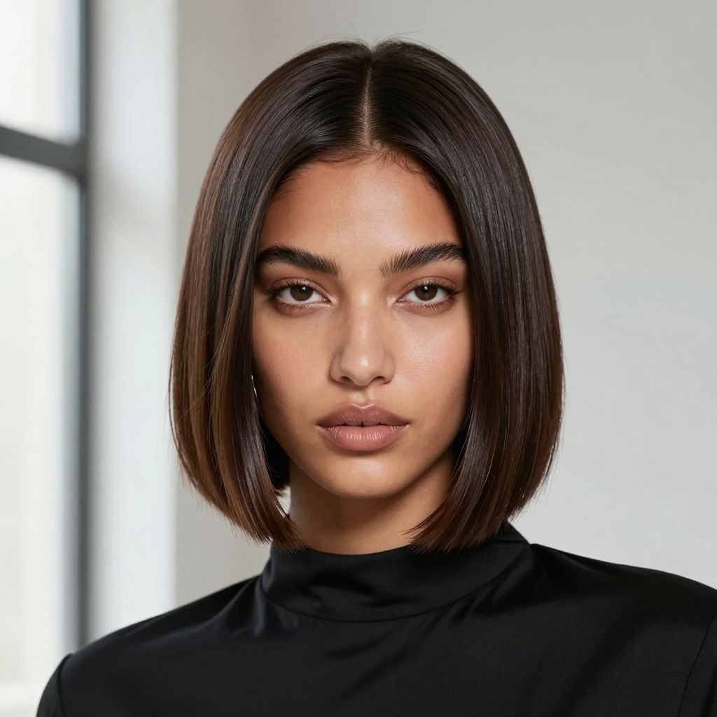 Glossy Center Parted Sleek Bob