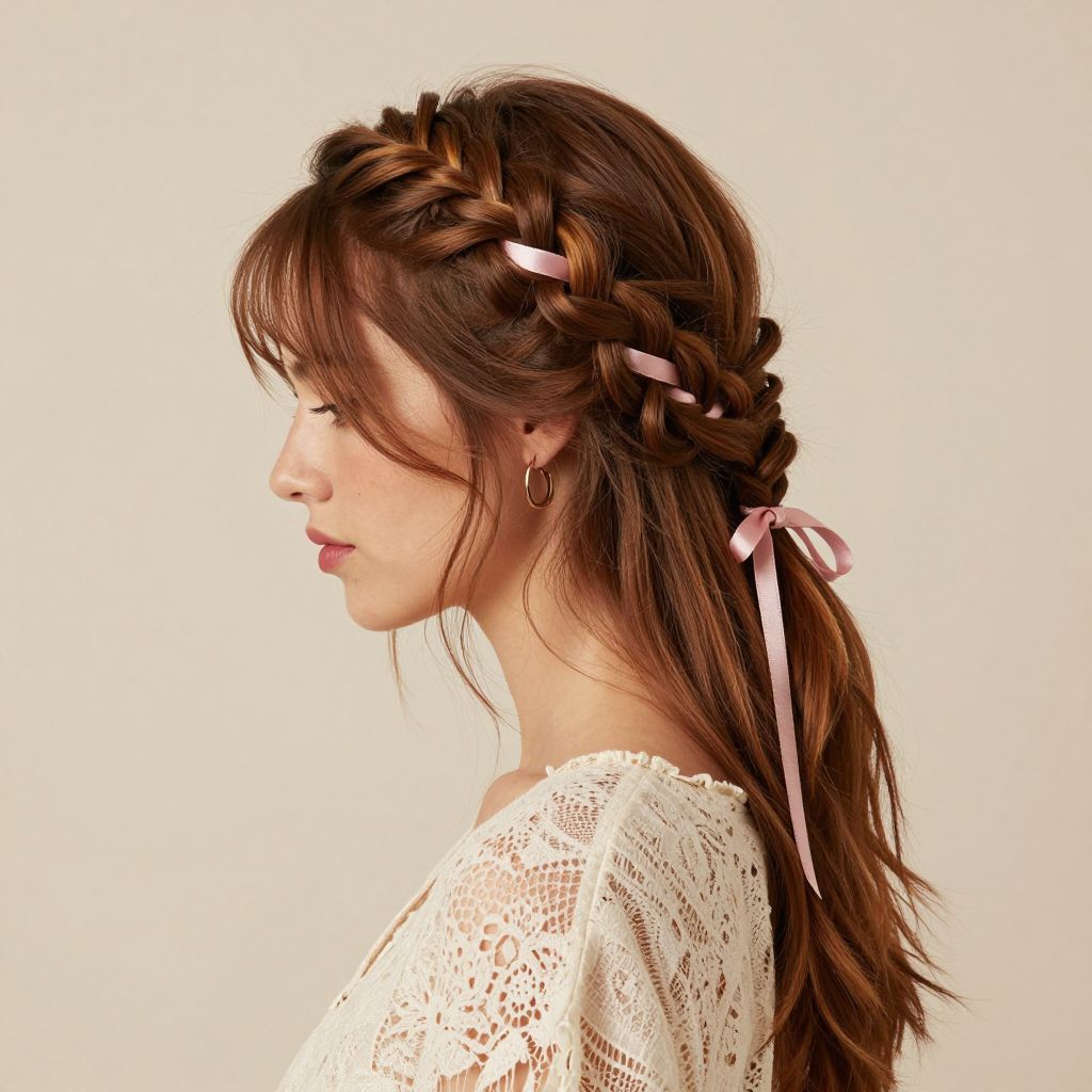 Ribbon Accented Braided Crown