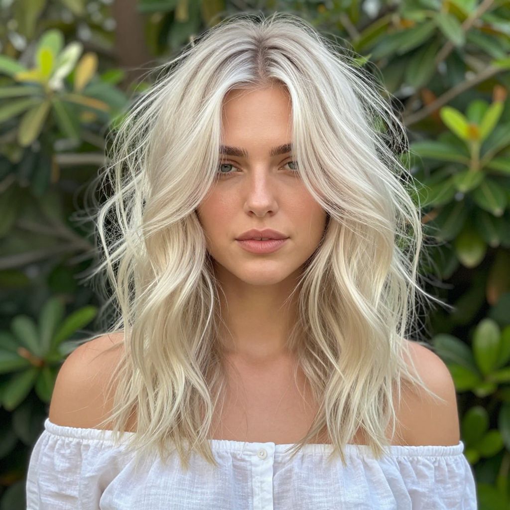 Beachy Platinum Blonde Waves