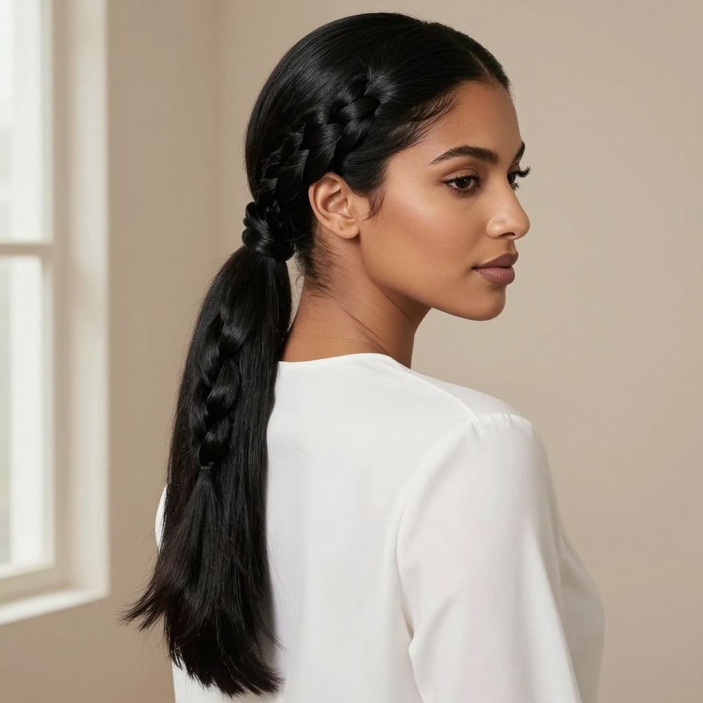 Ponytail with Side Braid Accent