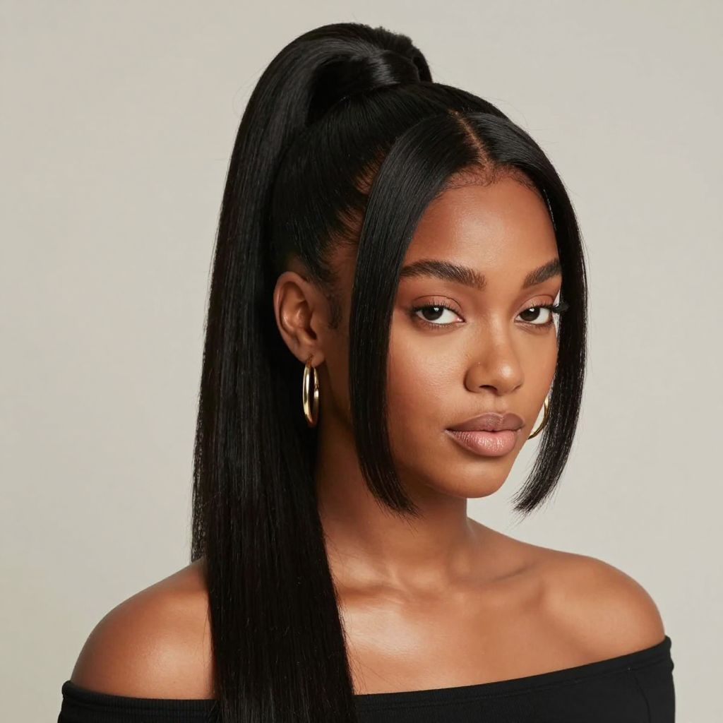 High Ponytail with Baby Hairs
