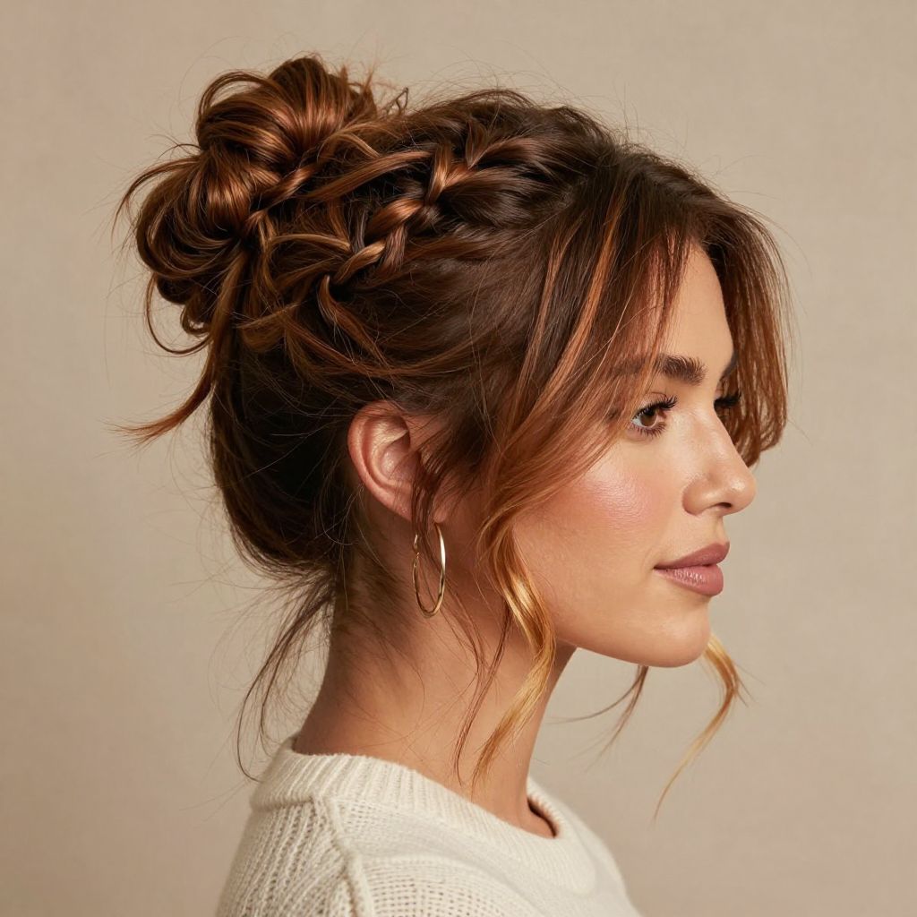 Messy Bun with Braided Accents