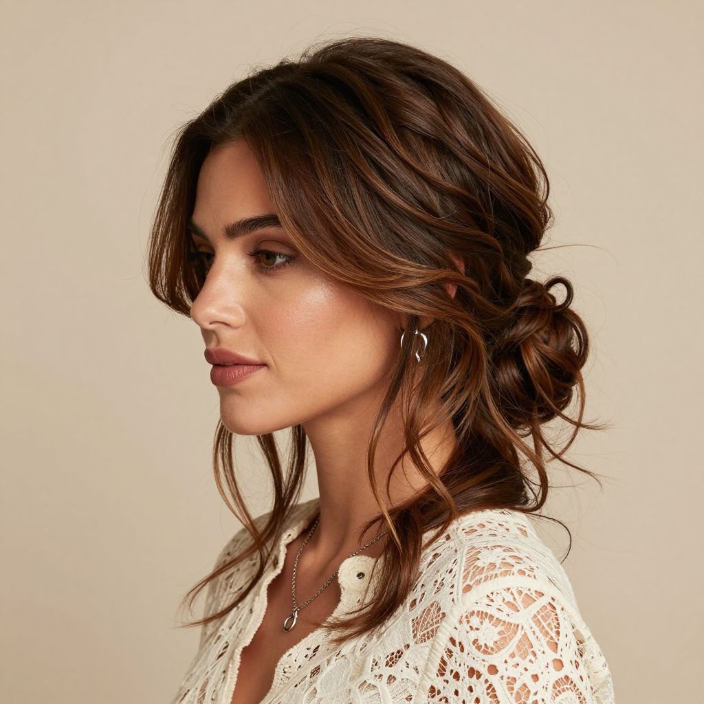 Elegant Western Updo with Loose Strands