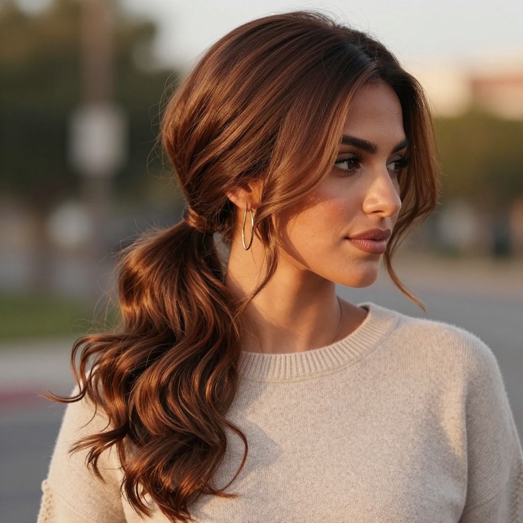 Textured Low Ponytail with Volume