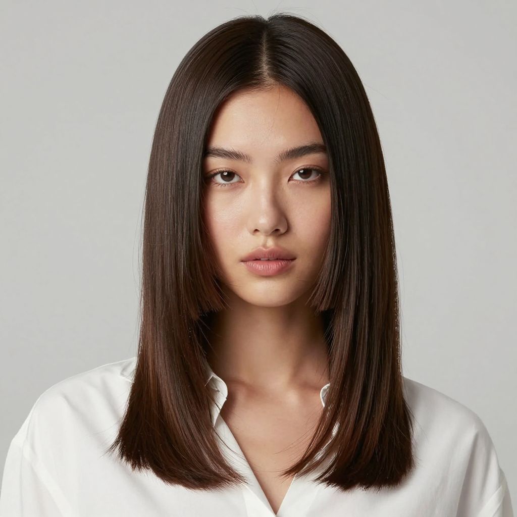Sleek Straight with Center Part