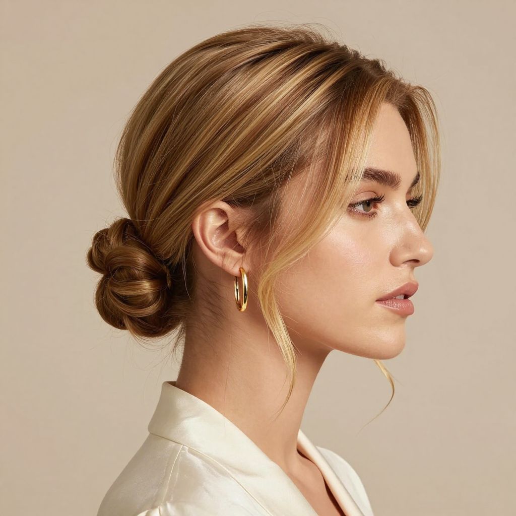 Classic Low Bun with Tendrils