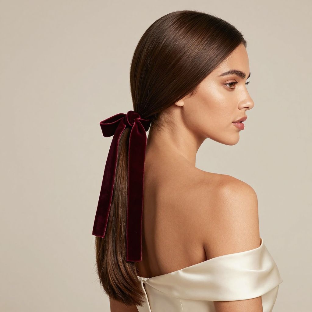 Smooth Low Ponytail with Ribbon Tie