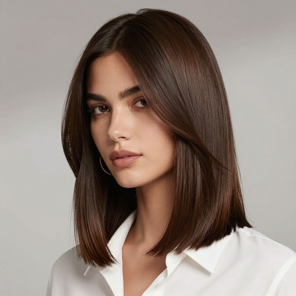 Side-Swept Bangs with Blunt Cut
