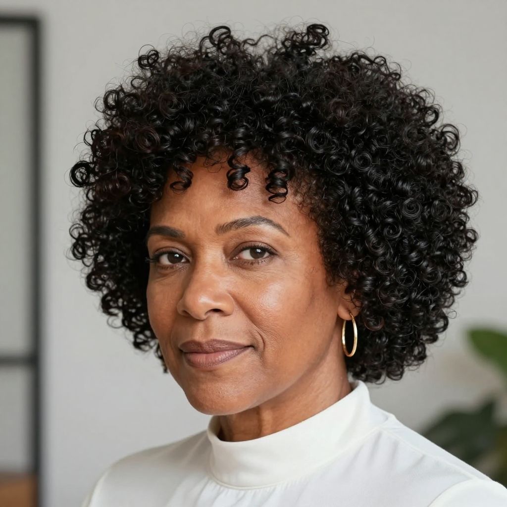 Short Curly Afro with Tapered Sides