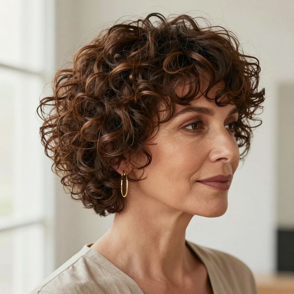 Textured Curly Crop with Wispy Fringe