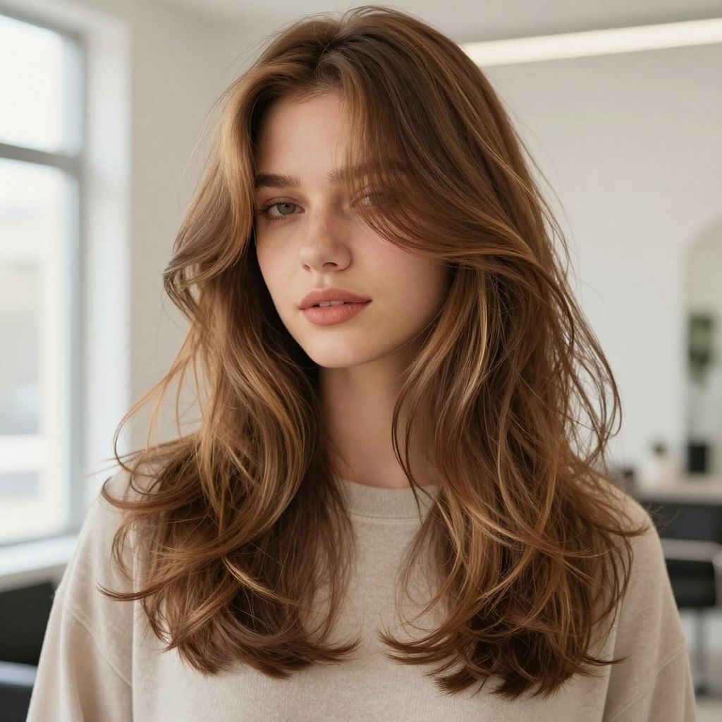 The Fluffy Layers with Side Swept Bangs
