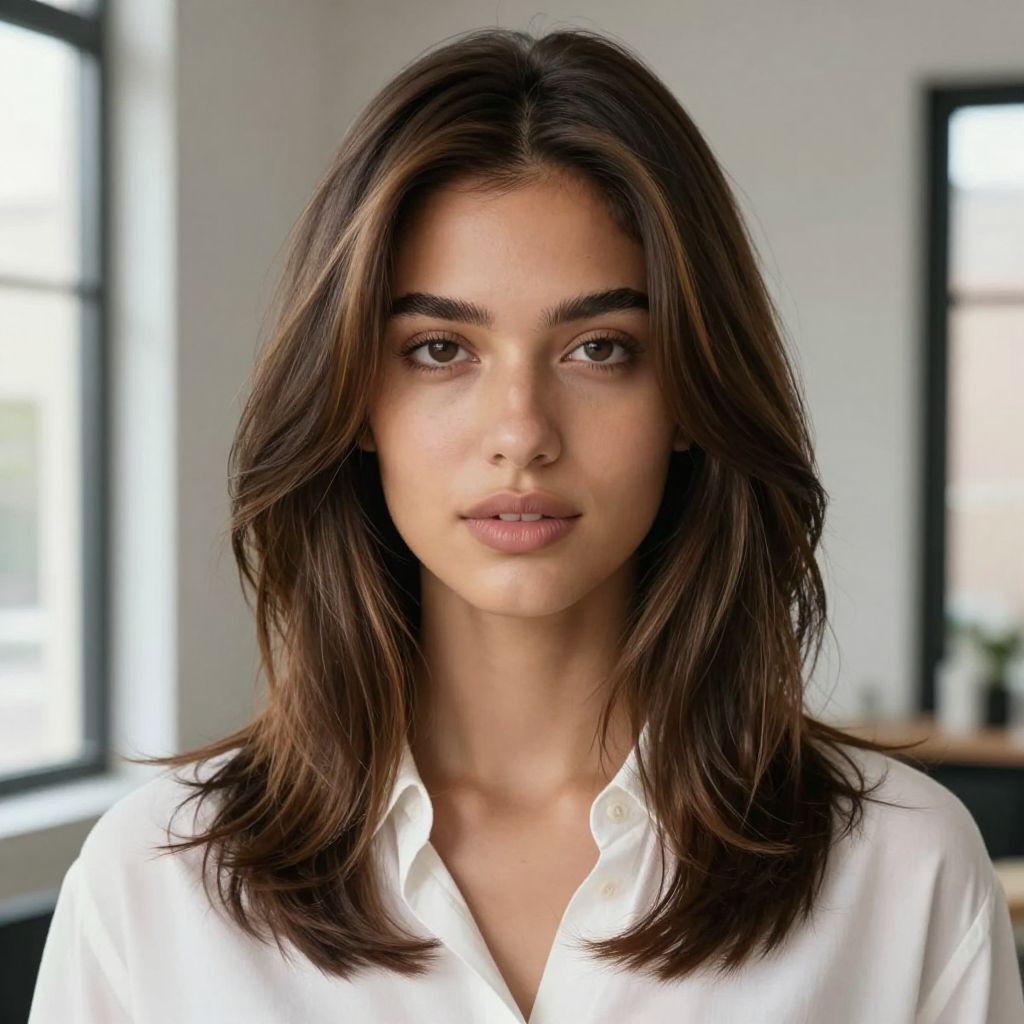 Sleek Middle Part with Natural Volume