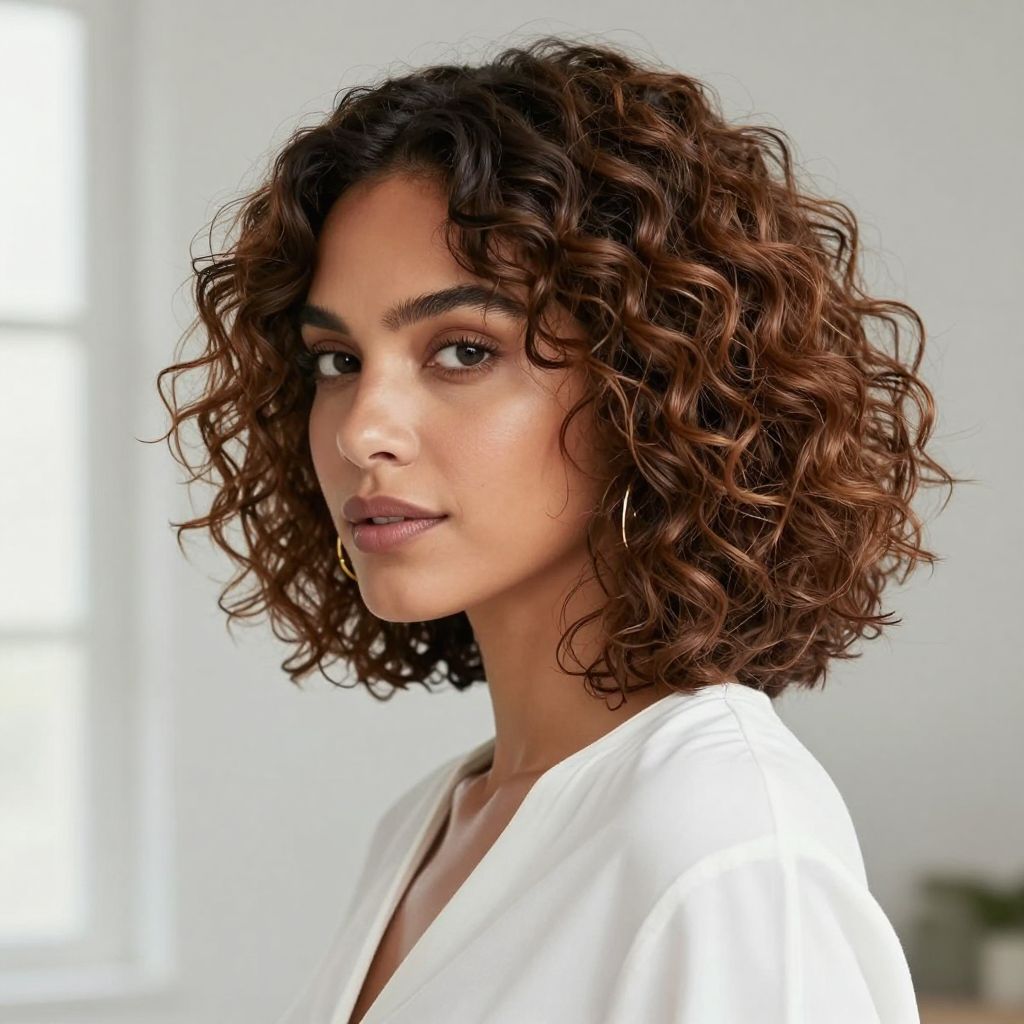 Layered Bob with Curly Ends