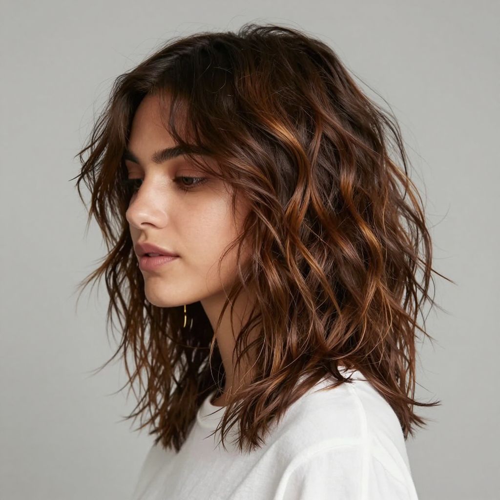 Tousled Shoulder Length Shag