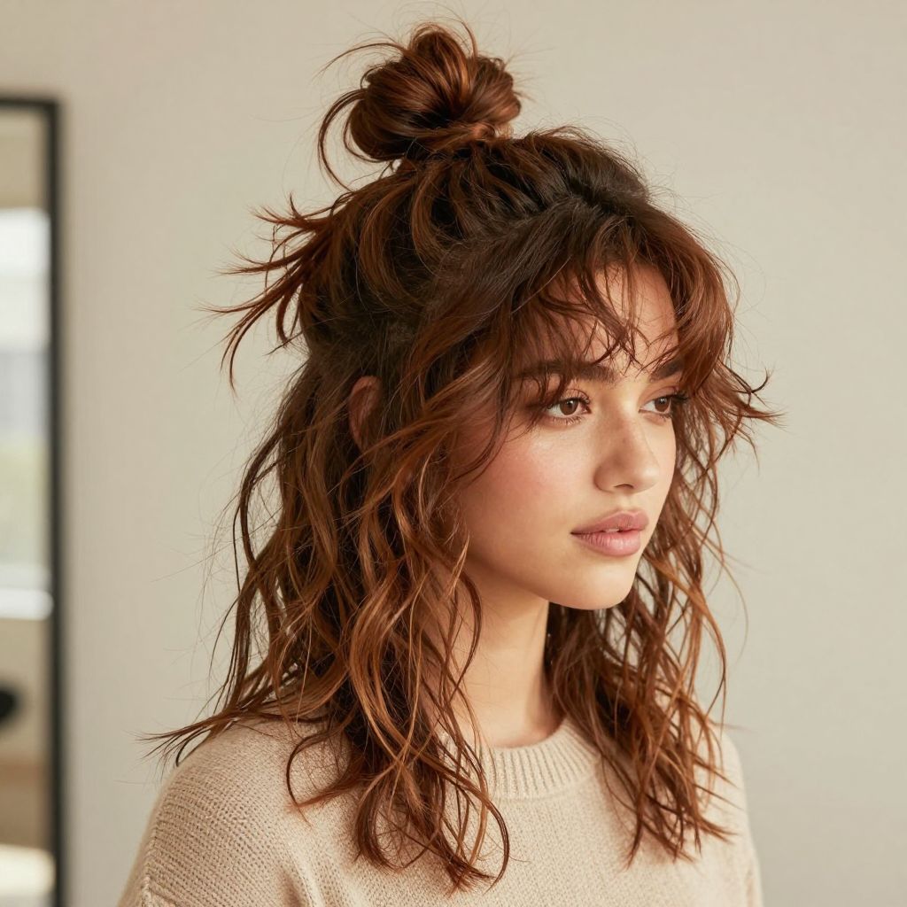 Messy Top Knot with Flyaways