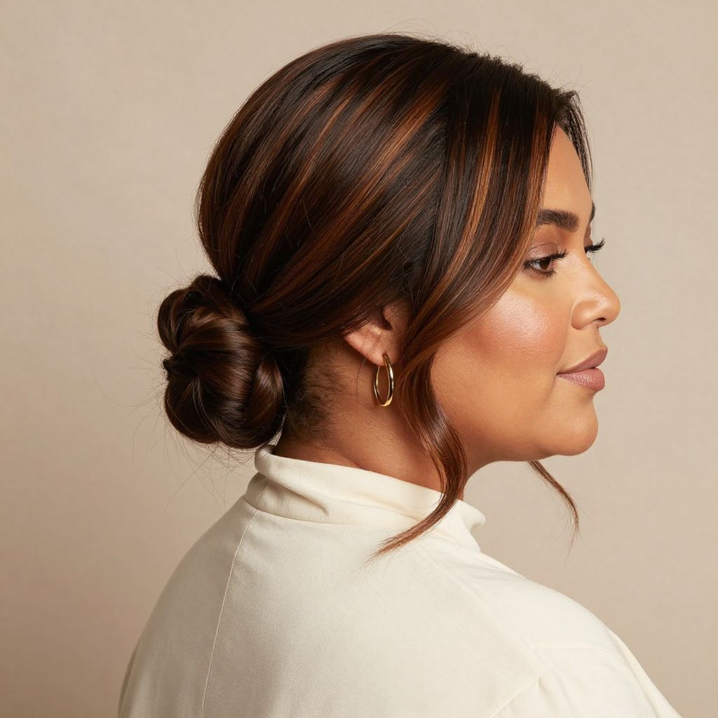 Chic Low Bun with Face-framing Tendrils