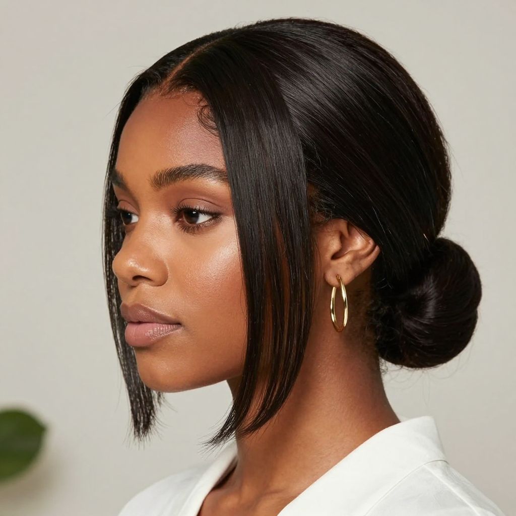 Sleek Low Bun with Baby Hairs