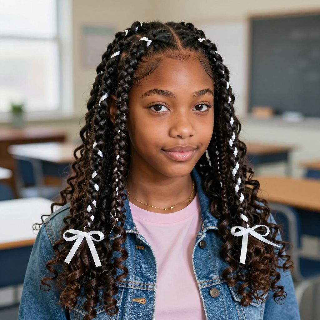 Ribbon Braids with Curly Ends
