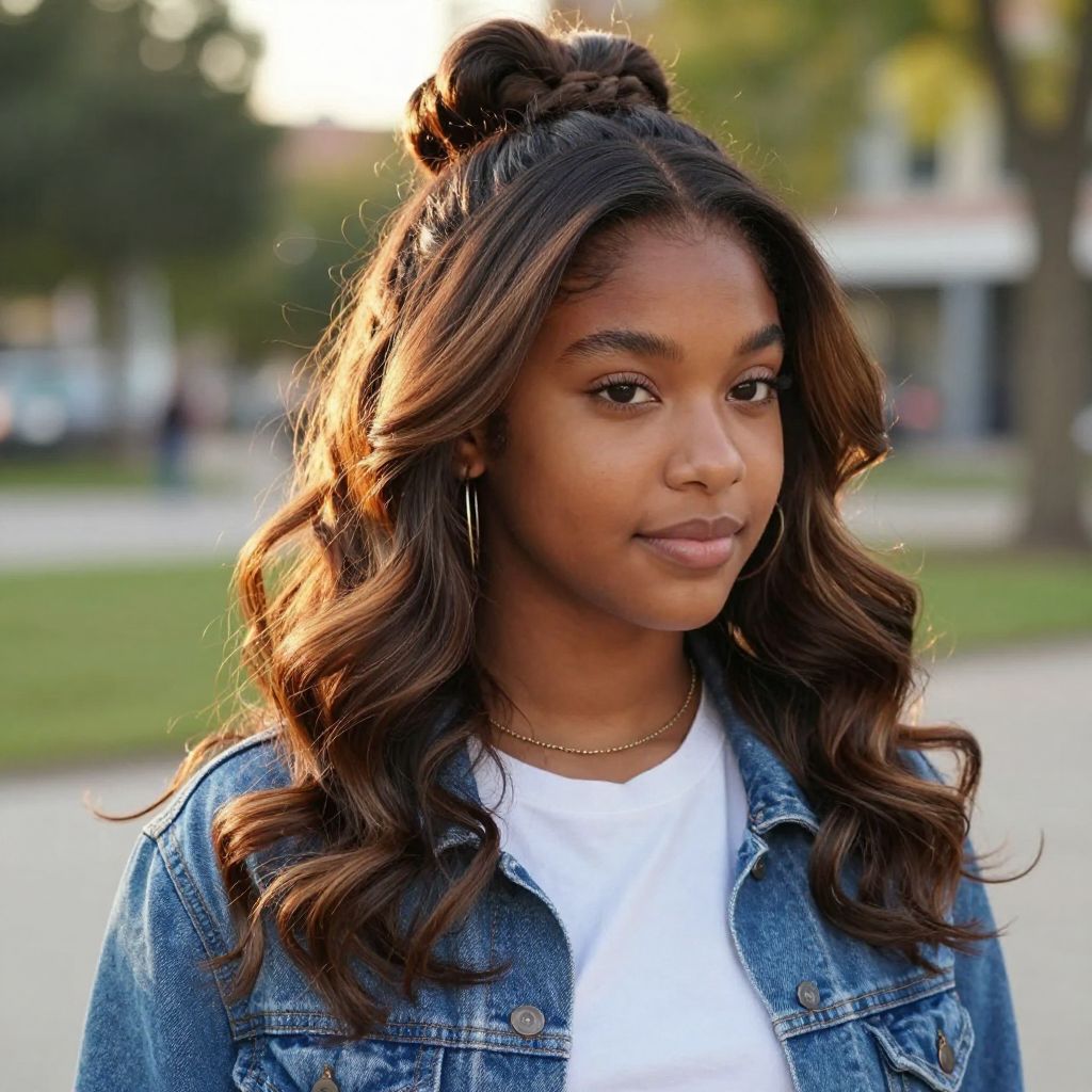 Twisted Half Updo with Loose Ends