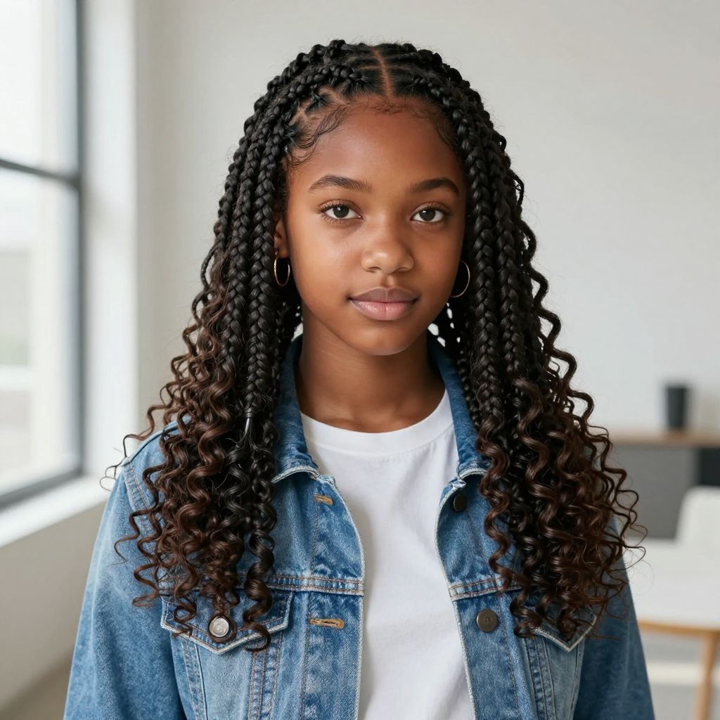 Cornrows with Curly Ends