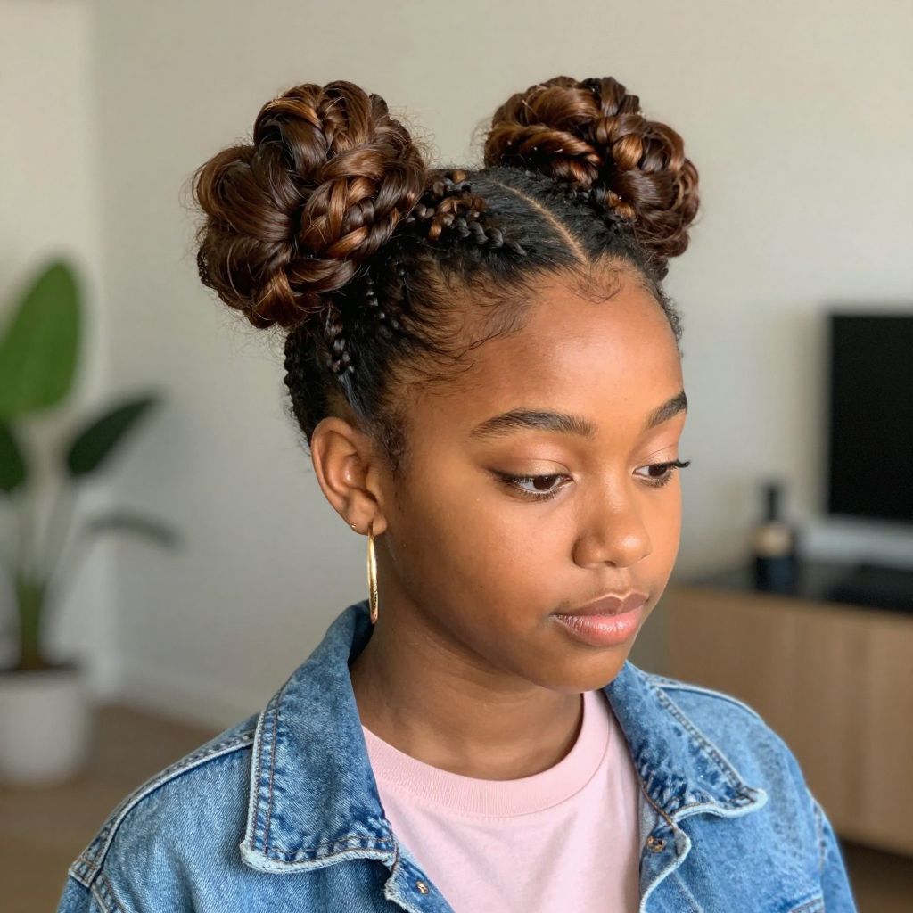Space Buns with Cornrow Base