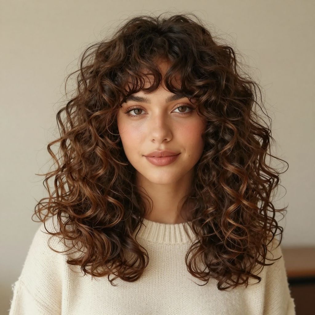 The Fluffy Bangs and Curls Combo