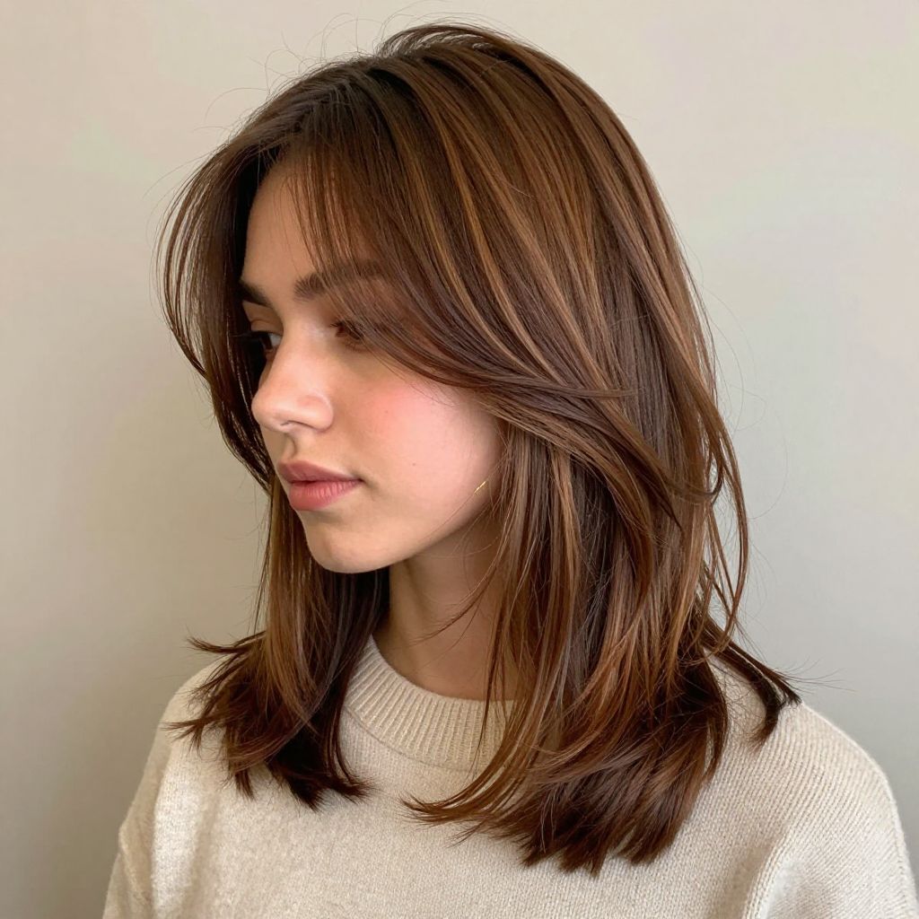 Half Up with Side Swept Bangs