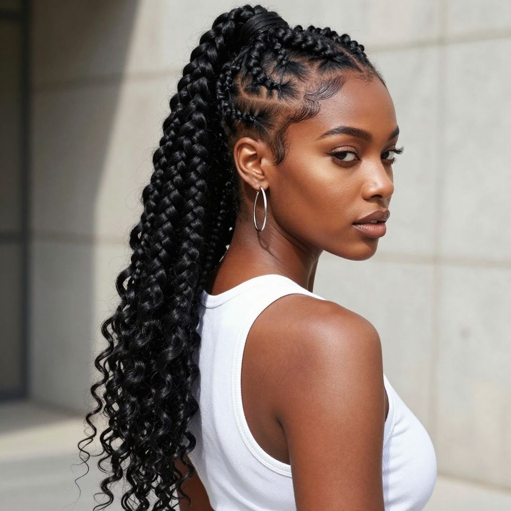 Braided Ponytail with Shaved Sides