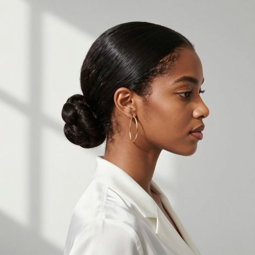 Sleek Low Bun with Side Part