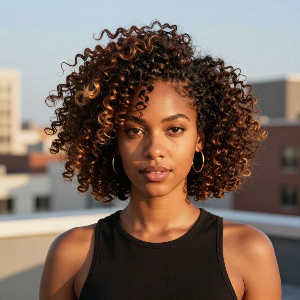 Short Tapered Cut with Side Swept Curls